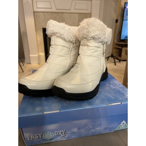 Easy Street Women Fur Cuff Winter Ankle Booties Frosty Size US 7M Winter White - Picture 2 of 10